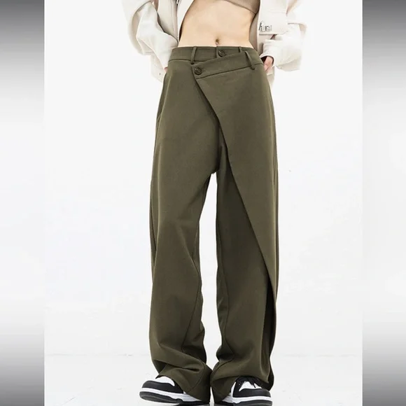 NWT asymmetrical layer button wide leg dress pants by Commense in size Small - Picture 3 of 10